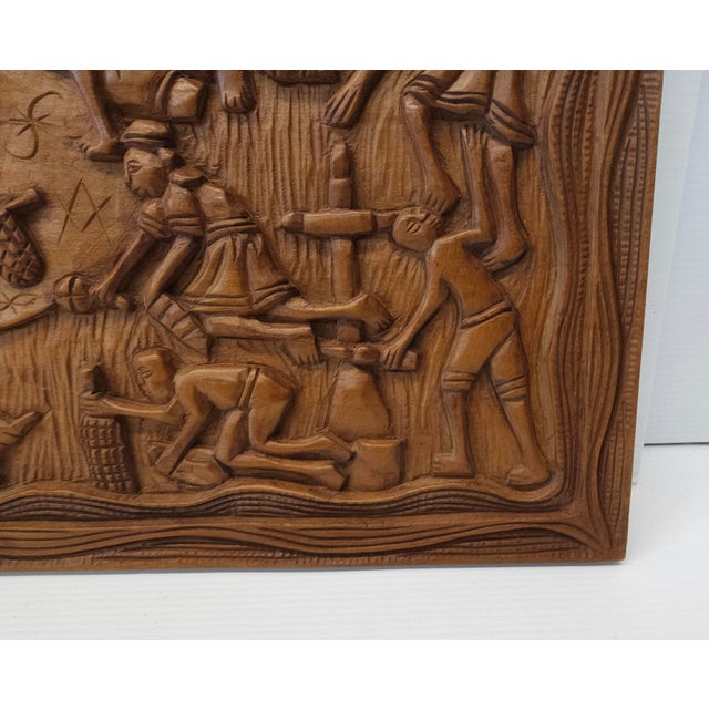 Mid 20th Century Decorative Fine Carved Wood Wall Panel For Sale - Image 5 of 9