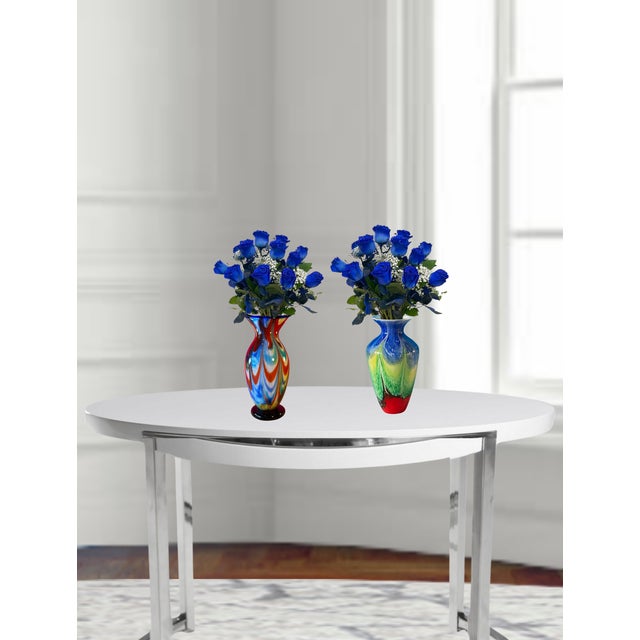 Art Glass Multicolor Vases-a Pair For Sale - Image 9 of 12