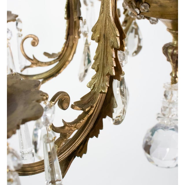Early 20th Century French Rococo Revival Six Arm Gilt Bronze and Crystal Chandelier With Porcelain Plaques For Sale - Image 9 of 16
