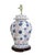 Early 21st Century Vintage Brunschwig & Fils Cadiz Table Lamps - Blue and Cream Ceramic With Boar and Deer Motif For Sale - Image 5 of 11