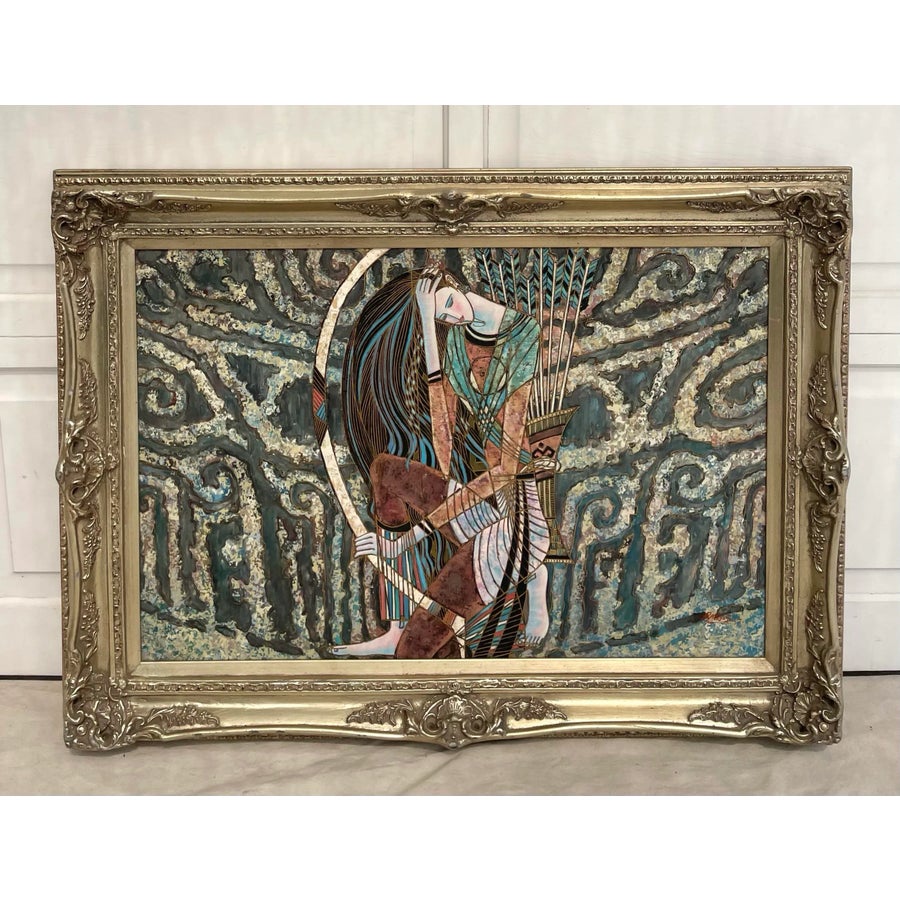 Original Signed Ting Shao Kuang Style Framed Painting of Female