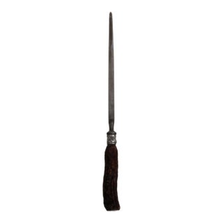 Knife Sharpening Rod Honing Steel With Stag Antler Handle Sterling Collar 5145b For Sale