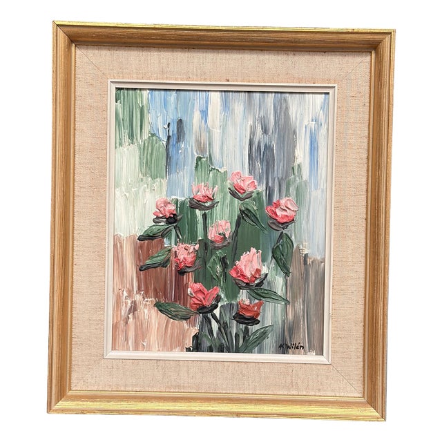 A. Wilén, Floral Impasto, 1960s, Oil on Panel, Framed For Sale