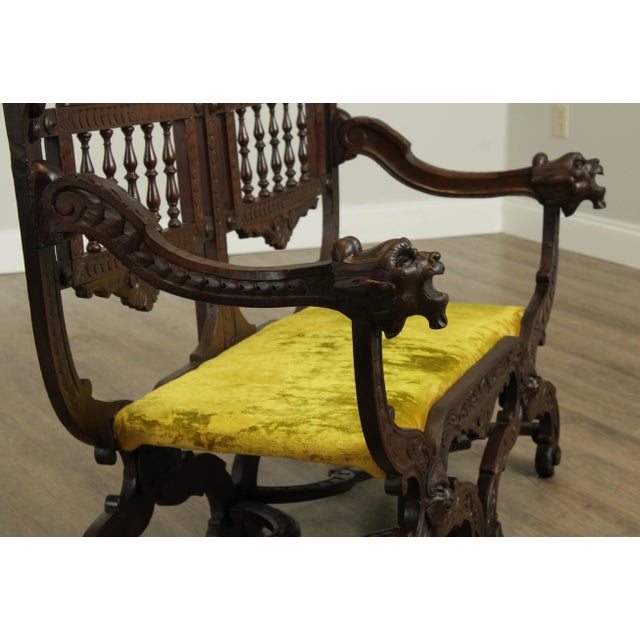 Italian Renaissance Style Antique Carved Double Back Settee For Sale - Image 10 of 13