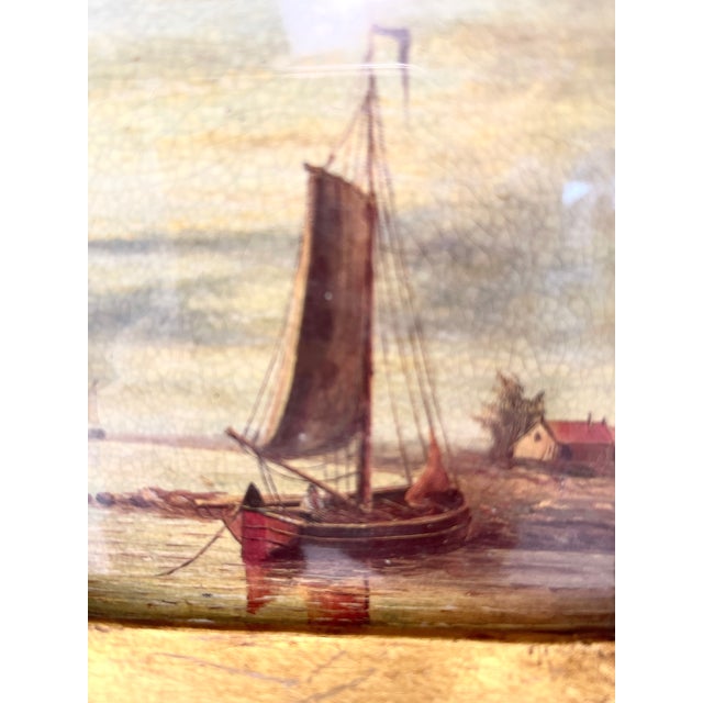 Vintage Sailboat Oil Painting: Ornate Gold Frame For Sale In New York - Image 6 of 11