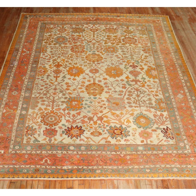 Early 20th Century Zabihi Collection Antique Turkish Oushak Rug - 9'4" x 11' For Sale - Image 5 of 12
