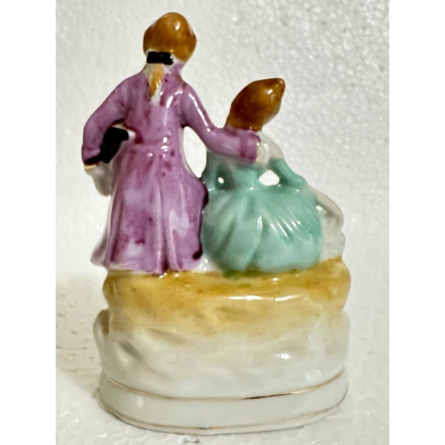 Mid 20th Century Vintage Hand Painted Porcelain Victorian Couple Figurine Made in Japan For Sale - Image 5 of 7