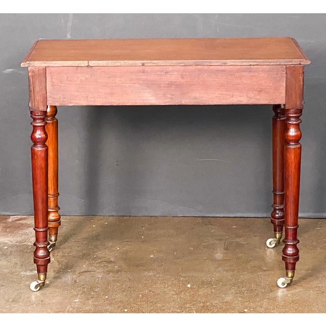 English Writing Desk or Side Table of Mahogany With Two Drawers on Casters For Sale - Image 10 of 11