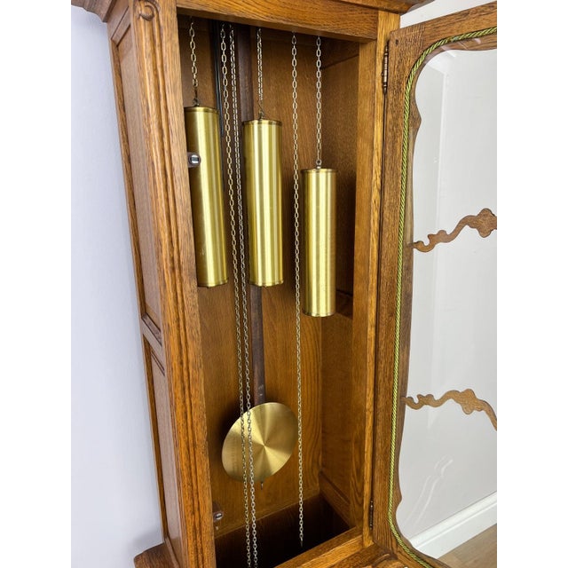 Vintage Grandfather Clock in Oak For Sale - Image 10 of 13