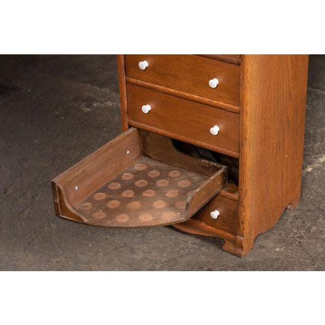 Vintage Oak Six-Drawer Swing-Out Cabinet For Sale - Image 10 of 10