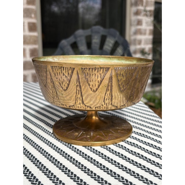 Mid-Century Modern Mid-Century Modernist Brass Pedestal Bowl For Sale - Image 3 of 14