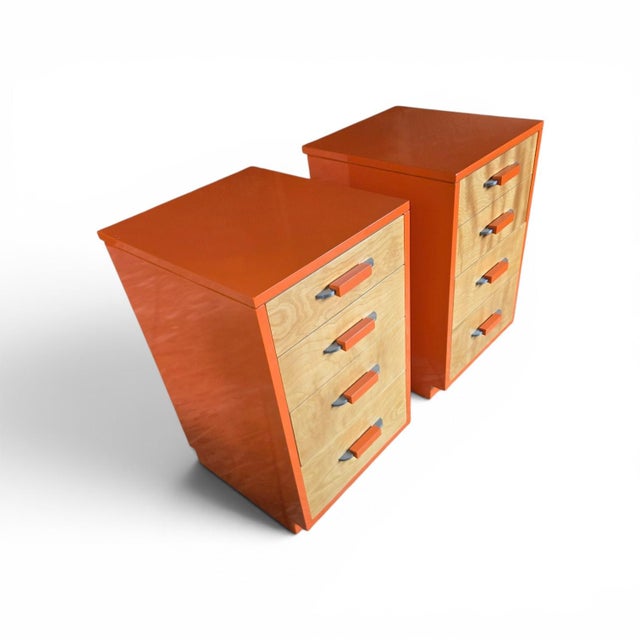 For your consideration is a stunning, rare pair of 4 Drawer chests designed by legendary architect Eliel Saarinen, in...