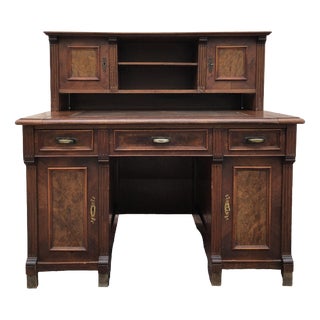 Antique Gründerzeit Style Desk in Mahogany and Burr Walnut For Sale