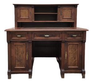 Antique Gründerzeit Style Desk in Mahogany and Burr Walnut