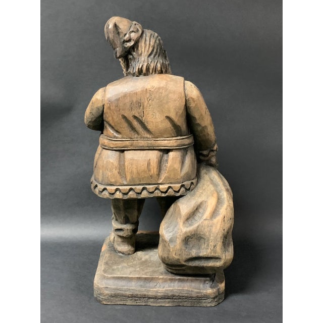 Brown Vintage Carved Solid Wood Paper Mache Mold Santa Claus Sculpture For Sale - Image 8 of 9