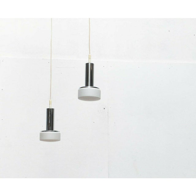 Mid-Century Space Age German Model P105 Glass and Chrome Pendant Lamps from Staff, 1960s, Set of 2 For Sale - Image 15 of 18