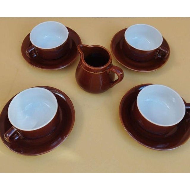 Vintage Set of 4 Cups, 4 Saucers, 1 Milk Jug & 1 Tea or Coffee Pot, Set of 10 For Sale - Image 10 of 12