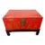 1920s Antique Chinese Hand Painted Red Lacquer Trunk on Stand For Sale