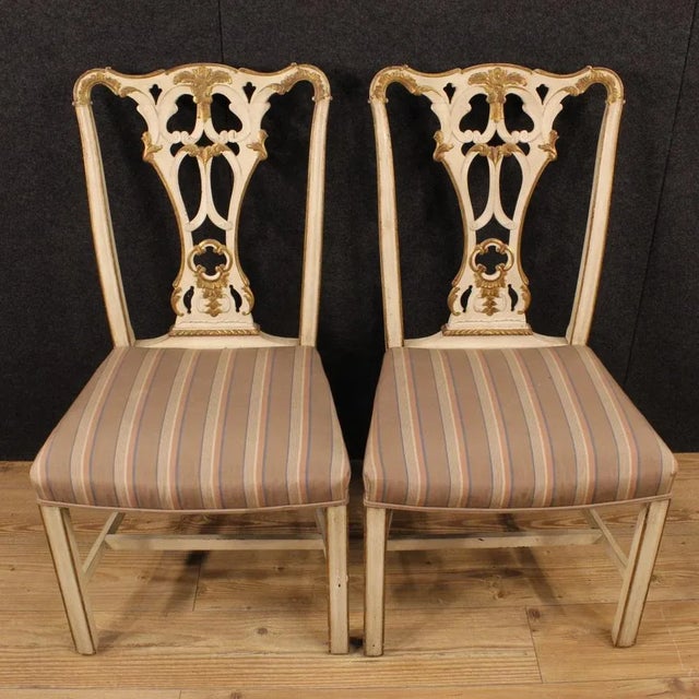 Set of Italian Lacquered and Gilded Chairs, 1980s For Sale - Image 9 of 12