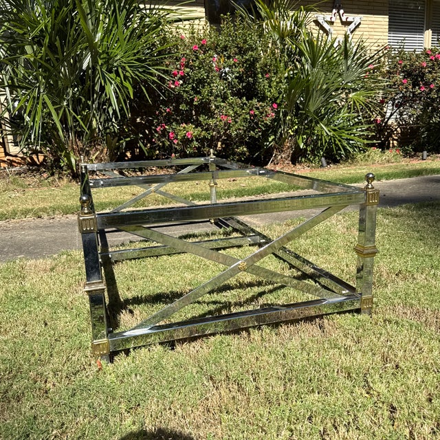 VTG Mid Century Modern Chrome Brass Two-Tier Coffee Table Hollywood Regency For Sale - Image 11 of 11