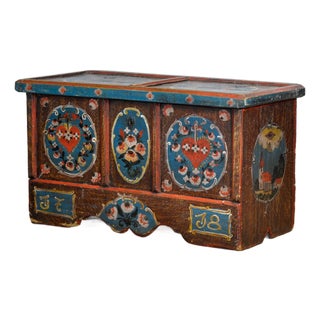 Folk Art Wedding Chest, 1718 For Sale