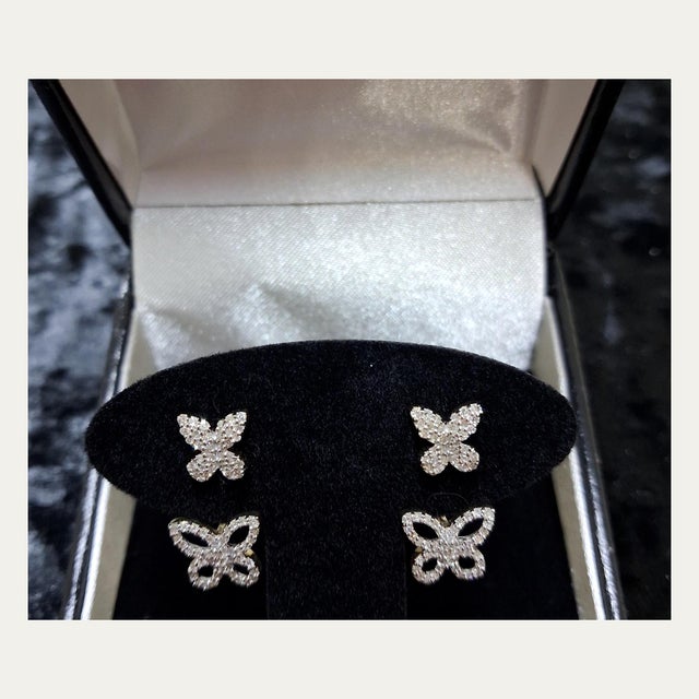 10k Yellow Gold 1/4 CTTW Natural Diamond Butterfly Earrings, Pair For Sale In Atlanta - Image 6 of 8