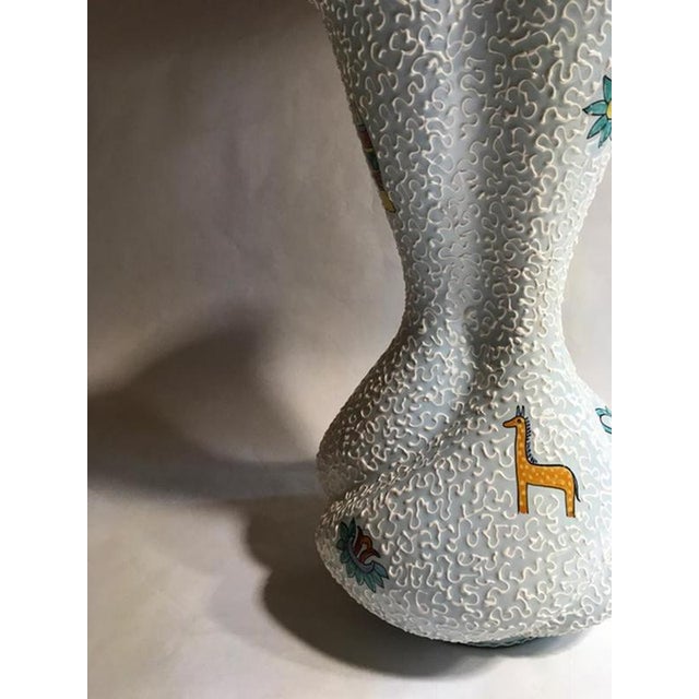 Teal Mid-Century White Enameled Ceramic Vase, Italy, 1960s For Sale - Image 8 of 18