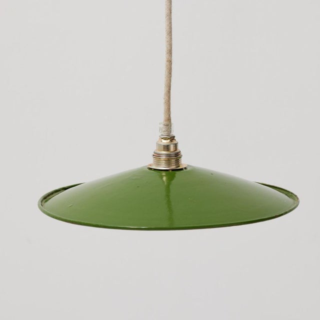 Antique Green Lacquered Metal Ceiling Lamp, Early 20th Century, France - Original Condition : Elevate the atmosphere of...
