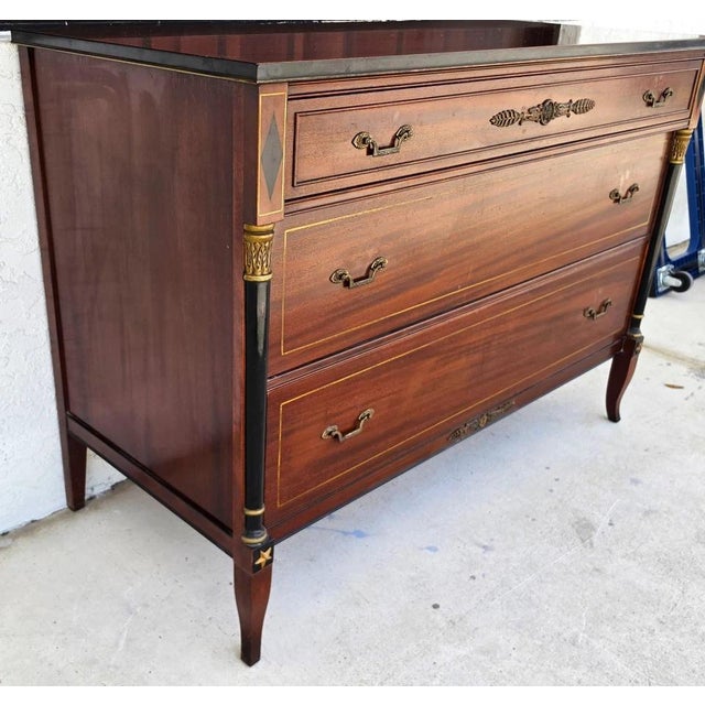 RWAY Rway French Empire Commode Dresser Buffet With Glass Top For Sale - Image 4 of 18