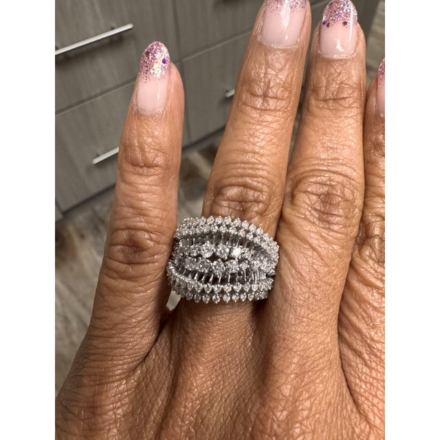 Silver Roshe Jewels Diamond Ring 1.49 Carat Natural Diamonds 14kw Gold Cocktail Ring, Size 7 For Sale - Image 8 of 8