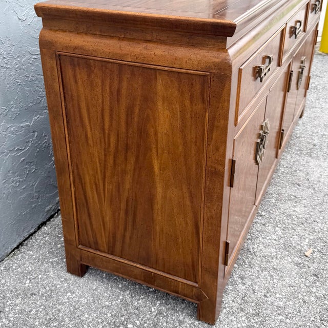 Brown Vintage Chinoiserie Burlwood Credenza by Century Furniture For Sale - Image 8 of 11