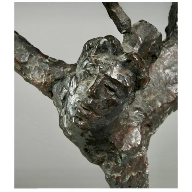 Mid 20th Century Chaim Gross, Large Chaim Gross Mid Century Mod Bronze Sculpture Circus Acrobats WPA Artist For Sale - Image 5 of 10