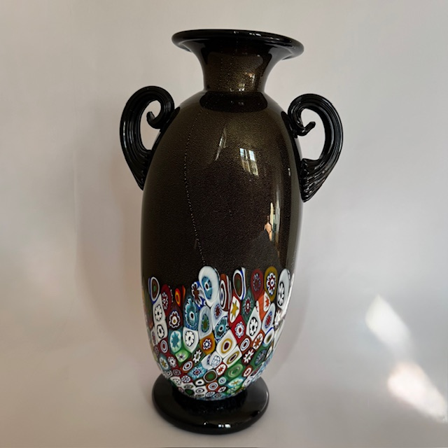 Signed Gambaro & Poggi Murano Millefiori Aventurine Art Glass Vase