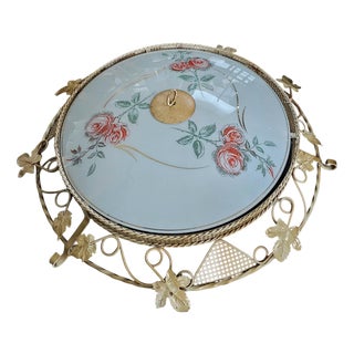 Large Floral Ceiling Lamp, 1950s For Sale