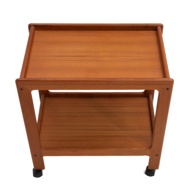 Two Tier Danish Teak Tea Bar Cart Trolley Castors Scandinavian Design 1970s For Sale - Image 11 of 12