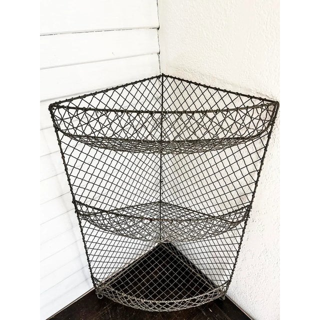 Antique Edwardian Wire Three-Tier Stand – English Metal Kitchen Display For Sale - Image 9 of 12