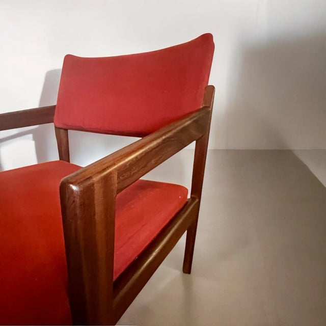 Thonet Easy Chair in Teak with Red Original Cover from Thonet, 1960s For Sale - Image 4 of 12