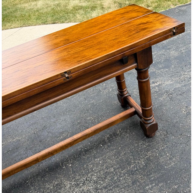 Century Furniture Coddington Mahogany Extendable Console Dining Table With Two Drawers – 72” X 20” Closed, Expands to 40” For Sale - Image 11 of 12