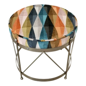 1960’s Mid-Century Modern Chrome Drum Velvet Stool