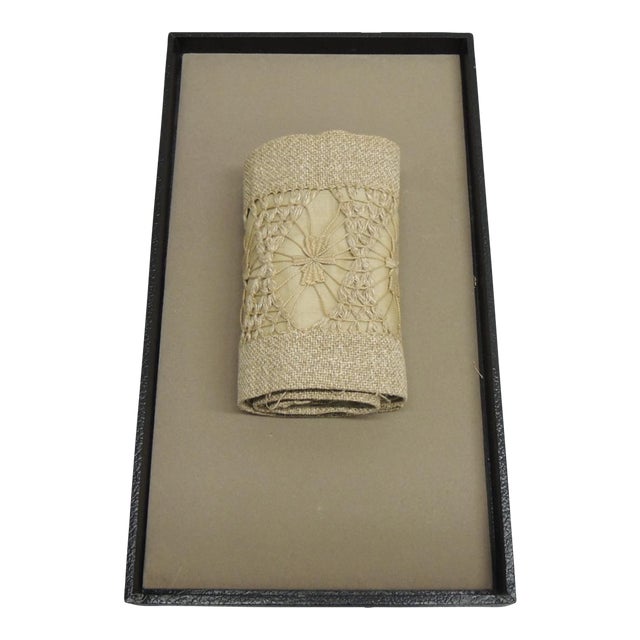 Vintage Tan Woven Swedish Eyelet Trim For Sale