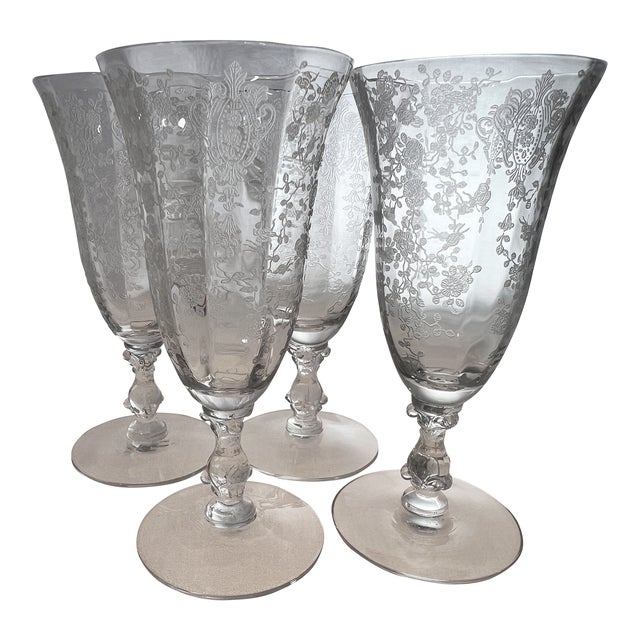 1940s Cambridge Rose Point Ice Tea Glasses- Set of 4 For Sale