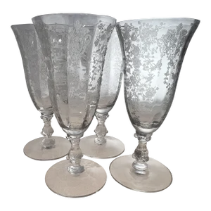 1940s Cambridge Rose Point Ice Tea Glasses- Set of 4