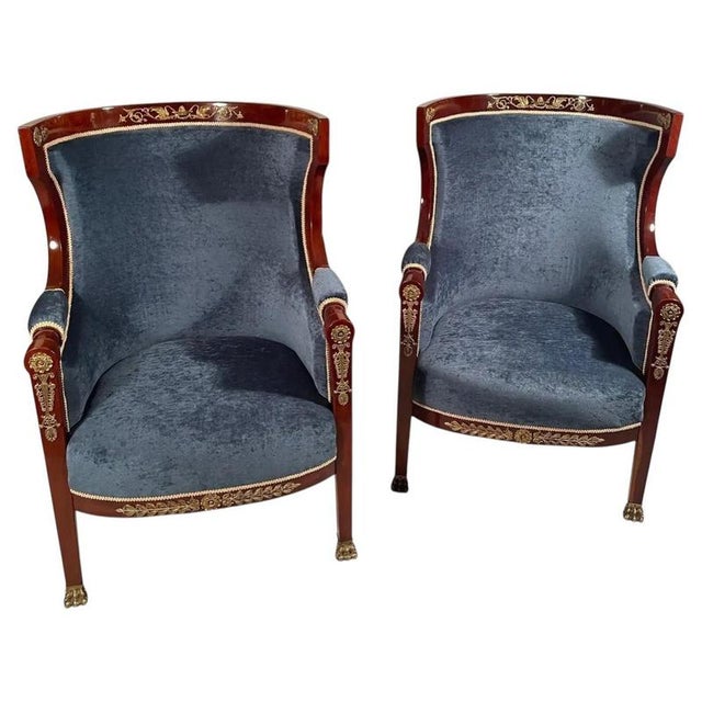 French Empire Barrel Chairs, 1800s, Set of 2 For Sale - Image 9 of 9
