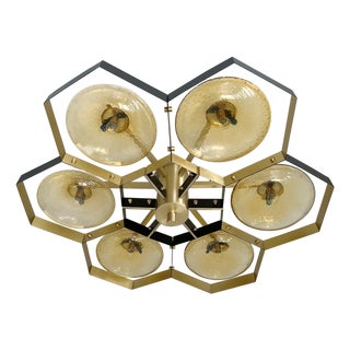 21st Century Hive Bi-Color Amber Bubbles Murano Flush Mount by Fabio LTD For Sale