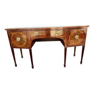 Circa 18th Century Antique George III Scottish Flame Mahogany and Inlaid Bow Front Sideboard