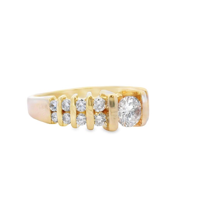 1990s 1990s 14k Yellow Gold Diamond Engagement Band, Size 10.75 For Sale - Image 5 of 9