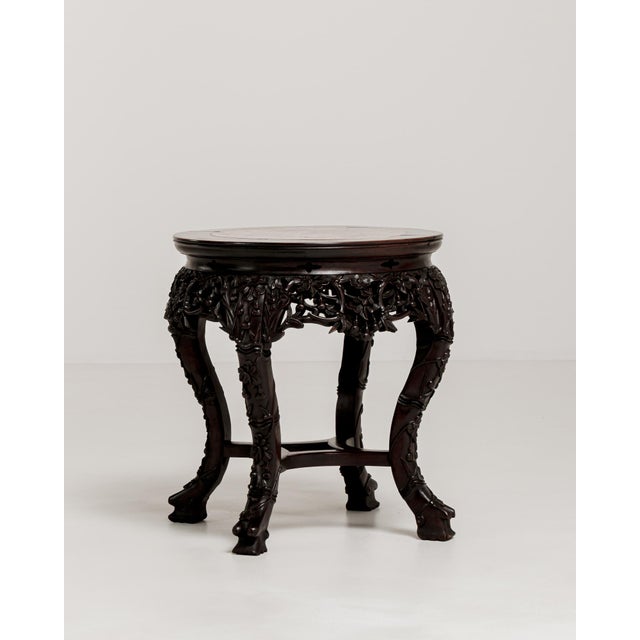Late 19th Century Chinese Carved Pedestal Table with Marble Top, Antique, China, Late 19th Century For Sale - Image 5 of 14