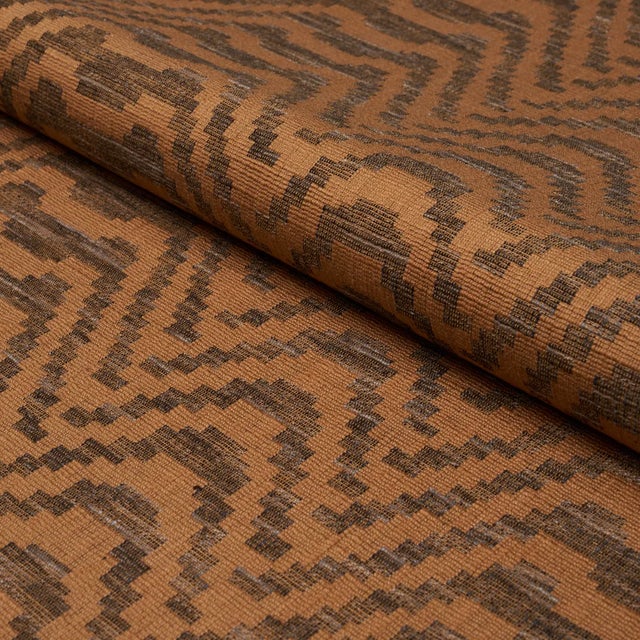 Schumacher SAMPLE - Schumacher Stepped Chevron Fabric In Sepia For Sale - Image 4 of 4