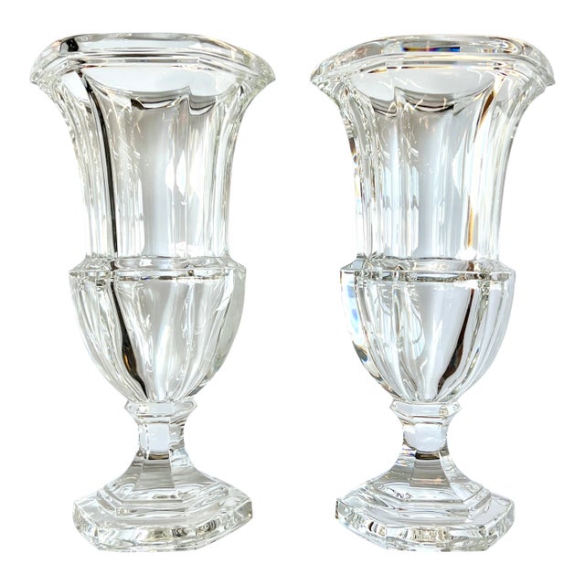 Pair of Biedermeier-Style Crystal Vases For Sale