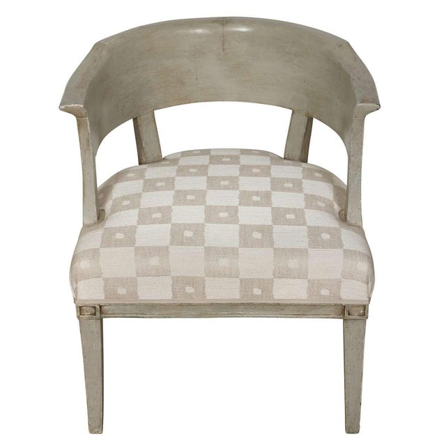 French Pair of French Painted Barrel-Back Chairs For Sale - Image 3 of 3